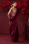 Buy_Surmaye_Maroon Handwoven Silk Mesh Bold Allure Saree 