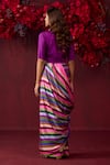 Shop_Surmaye_Multi Color Handwoven Silk Satin Playful Cascade Stripe Pattern Saree _at_Aza_Fashions