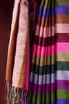 Surmaye_Multi Color Handwoven Silk Satin Playful Cascade Stripe Pattern Saree _at_Aza_Fashions