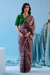 Buy_Surmaye_Multi Color Handwoven Mulberry Silk Playful Mosaic Checkered Saree _at_Aza_Fashions