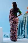 Shop_Surmaye_Multi Color Handwoven Mulberry Silk Playful Mosaic Checkered Saree _at_Aza_Fashions