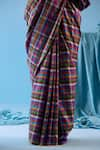 Buy_Surmaye_Multi Color Handwoven Mulberry Silk Playful Mosaic Checkered Saree _Online_at_Aza_Fashions