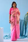 Buy_Surmaye_Fuchsia Handwoven Organza Mulberry Silk Vivacious Jamdani Saree _at_Aza_Fashions