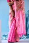 Surmaye_Fuchsia Handwoven Organza Mulberry Silk Vivacious Jamdani Saree _Online_at_Aza_Fashions