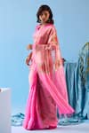 Shop_Surmaye_Fuchsia Handwoven Organza Mulberry Silk Vivacious Jamdani Saree _Online_at_Aza_Fashions