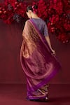 Shop_Surmaye_Purple Handwoven Organza Mulberry Silk Floral Jamdani Border Saree _at_Aza_Fashions