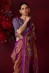 Surmaye_Purple Handwoven Organza Mulberry Silk Floral Jamdani Border Saree _Online_at_Aza_Fashions