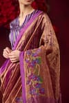 Buy_Surmaye_Purple Handwoven Organza Mulberry Silk Floral Jamdani Border Saree _Online_at_Aza_Fashions