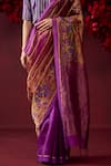 Shop_Surmaye_Purple Handwoven Organza Mulberry Silk Floral Jamdani Border Saree _Online_at_Aza_Fashions