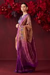 Buy_Surmaye_Purple Handwoven Organza Mulberry Silk Floral Jamdani Border Saree 