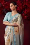 Shop_Surmaye_Blue Handwoven Organza Mulberry Silk Tranquility Jamdani Saree _Online_at_Aza_Fashions