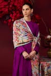 Surmaye_Purple Handwoven Mulberry Silk Round Vibrant Charm Anarkali And Pant Set _at_Aza_Fashions