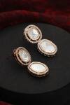 Shop Swabhimann Rose Gold Crystals, Stones Polki Studded Danglers at Aza Fashions Shop_Swabhimann_Rose Gold Crystals, Stones Polki Studded Danglers _at_Aza_Fashions