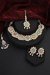 Shop_Swabhimann_Stones, Diamonds Flower Kundan Studded Choker Set _at_Aza_Fashions