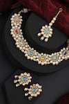 Swabhimann_Stones, Diamonds Flower Kundan Studded Choker Set _Online_at_Aza_Fashions