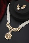 Swabhimann_White Beads, Diamonds Flower Kundan Studded Necklace Set _Online_at_Aza_Fashions