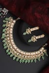 Shop_SWABHIMANN_Green Kundan Studded Bar Choker Set _at_Aza_Fashions