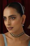 Buy Swabhimann Green Beads, Diamonds Polki Studded Floral Bar Choker Set at Aza Fashions Buy_Swabhimann_Green Beads, Diamonds Polki Studded Floral Bar Choker Set _at_Aza_Fashions
