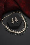 Shop Swabhimann Green Beads, Diamonds Polki Studded Floral Bar Choker Set at Aza Fashions Shop_Swabhimann_Green Beads, Diamonds Polki Studded Floral Bar Choker Set _at_Aza_Fashions