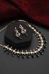 Swabhimann Green Beads, Diamonds Polki Studded Floral Bar Choker Set Online at Aza Fashions Swabhimann_Green Beads, Diamonds Polki Studded Floral Bar Choker Set _Online_at_Aza_Fashions
