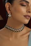 Buy Swabhimann Green Beads, Diamonds Polki Studded Floral Bar Choker Set Online at Aza Fashions Buy_Swabhimann_Green Beads, Diamonds Polki Studded Floral Bar Choker Set _Online_at_Aza_Fashions