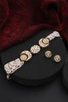 Shop_Swabhimann_Red Diamonds, Beads Polki Studded Half Moon Choker Set _at_Aza_Fashions