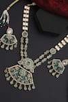 SWABHIMANN_Green Polki Studded Floral Necklace Set _Online_at_Aza_Fashions