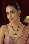 Buy_SWABHIMANN_Green Polki Studded Pendant Necklace Set _at_Aza_Fashions