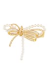 Shop_ISHARYA_Gold Pearl Demure Bow Hair Pin _at_Aza_Fashions