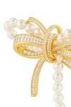 Shop_ISHARYA_Gold Pearl Demure Bow Hair Pin _Online_at_Aza_Fashions