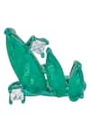 Shop_Isharya_Green Imitation Diamonds Emerald Flame Embellished Ring_at_Aza_Fashions