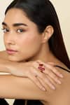 Buy Isharya Red Diamonds, Stones Ruby Rosette Open Ring at Aza Fashions Buy_Isharya_Red Diamonds, Stones Ruby Rosette Open Ring _at_Aza_Fashions