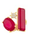 Shop Isharya Red Diamonds, Stones Ruby Rosette Open Ring at Aza Fashions Shop_Isharya_Red Diamonds, Stones Ruby Rosette Open Ring _at_Aza_Fashions