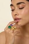 Buy_Isharya_Multi Color Diamonds, Stones Rose Gems Open Ring _at_Aza_Fashions
