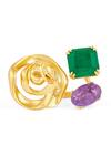 Shop_Isharya_Multi Color Diamonds, Stones Rose Gems Open Ring _at_Aza_Fashions