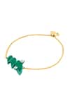 Shop_Isharya_Green Crystals, Stones Flame Bolo Bracelet_at_Aza_Fashions