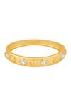 Shop Isharya Gold Plated Stones Mirror Oval Hinge Bangle at Aza Fashions Shop_Isharya_Gold Plated Stones Mirror Oval Hinge Bangle_at_Aza_Fashions