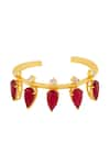 Buy_ISHARYA_Red Doublet Stone Drip Cuff Bracelet _at_Aza_Fashions