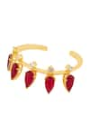 Shop_ISHARYA_Red Doublet Stone Drip Cuff Bracelet _at_Aza_Fashions