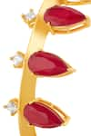 ISHARYA_Red Doublet Stone Drip Cuff Bracelet _Online_at_Aza_Fashions