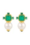 Buy Isharya Green Pearls, Crystals, Stones Elegance Libra Earrings at Aza Fashions Buy_Isharya_Green Pearls, Crystals, Stones Elegance Libra Earrings _at_Aza_Fashions