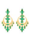 Buy_Isharya_Green Doublet Stone Oceana Vintage Danglers _at_Aza_Fashions