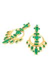Shop_Isharya_Green Doublet Stone Oceana Vintage Danglers _at_Aza_Fashions