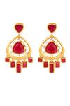Buy_Isharya_Red Crystals, Stones Fiery Prism Danglers_at_Aza_Fashions