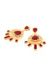 Shop_Isharya_Red Crystals, Stones Fiery Prism Danglers_at_Aza_Fashions