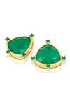 Shop_Isharya_Green Crystals, Diamonds Demure Petit Studs _at_Aza_Fashions