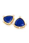 Shop_Isharya_Blue Crystals Demure Double Stone Petit Studs_at_Aza_Fashions