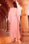 Aariyana Couture_Pink Kaftan Cotton Silk Hand Embroidery Beads Notched Neck  _Online_at_Aza_Fashions