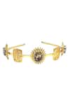 Buy_ORNAMAAS_Gold Cubic Zirconia Sunflower Cutwork Motif Headband _at_Aza_Fashions