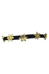 Shop_ORNAMAAS_Gold Cubic Zirconia Floral Ornamented Headband _at_Aza_Fashions